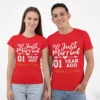 Personalized 1st Anniversary Couple T-Shirts “Just Married 1 Year Ago” | Custom Name Matching Tees for Husband Wife
