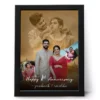 Personalized couple 1st anniversary photo frame with custom name and wedding collage design gift for husband and wife in India