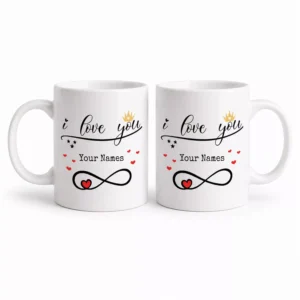 Personalised Couple Coffee Mug Set with Names | I Love You Husband Wife Mugs