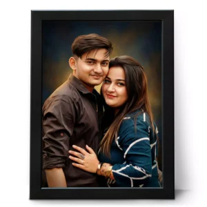 Personalized couple digital oil painting portrait frame custom photo to canvas wall art anniversary wedding gift India