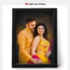 Personalized couple digital oil painting portrait frame created from photo, romantic anniversary gift for husband and wife in India