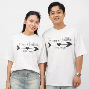 personalized couple t shirts with names and est date love arrow matching boyfriend girlfriend t shirt design
