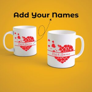 Alternative view of Personalized Couple Coffee Mug with Name & Heart Design | Custom Mug for Husband Wife