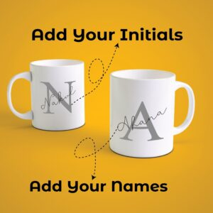 Alternative view of Personalized Couple Coffee Mug Set with Name & Initial | Custom Matching Mugs for Anniversary & Wedding