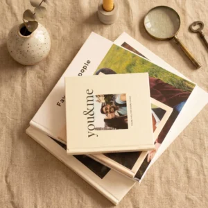 Custom hardbound couple photo album with names printed on cover