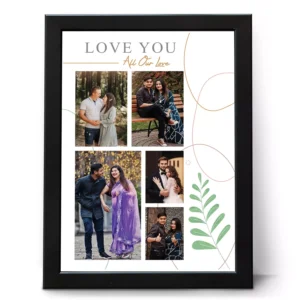 Personalized couple photo frame collage with 5 custom photos romantic anniversary gift for husband and wife