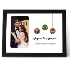 Personalized couple photo frame with custom names and multiple photos, romantic wedding anniversary gift for husband and wife