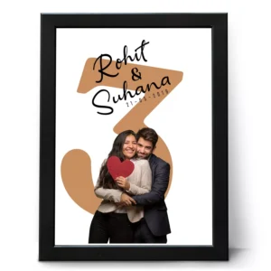 Personalized couple photo frame with custom name and date anniversary gift for husband and wife in India