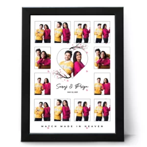 Personalized couple photo collage frame with custom name and date anniversary gift for husband and wife