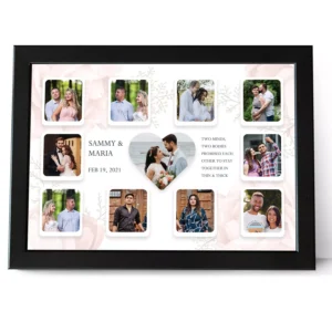 Personalized couple photo collage frame with custom name and date anniversary gift for husband and wife