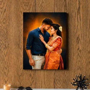 Alternative view of Personalised Couple Photo Frame with Wedding Portrait | Custom Names & Date