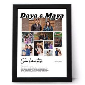 Personalized couple photo frame with names and special date romantic anniversary gift collage frame for husband wife India