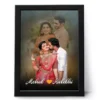 Personalized couple photo frame with custom names printed, romantic wedding and anniversary gift for husband and wife in black frame