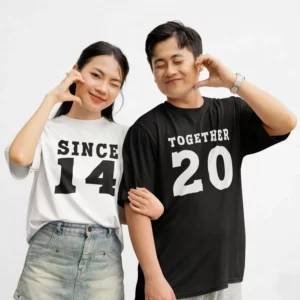 personalized oversized couple t shirts since year together matching anniversary couple tees India
