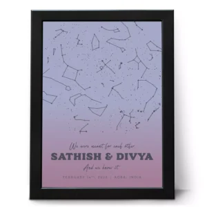 Personalized couple star map frame with custom names date and location anniversary wall decor gift for husband and wife India