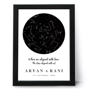 Personalized couple star map frame with names and date custom night sky anniversary gift for husband and wife in India