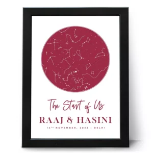 Personalized couple star map frame with custom names date and location anniversary gift for him and her India