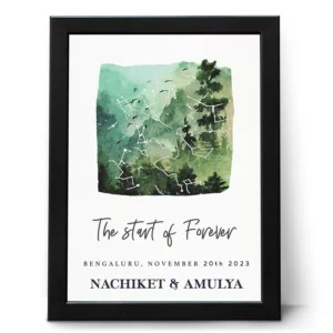 Personalized couple star map frame with custom names date and location anniversary night sky wall decor gift for him and her