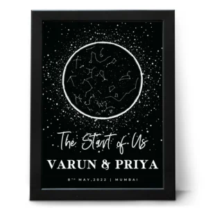 Personalized couple star map frame with custom names date and night sky print anniversary gift for husband and wife in India