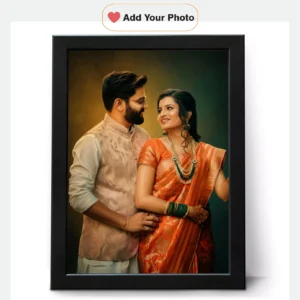 Personalized digital oil painting portrait frame for couple created from photo, wedding anniversary wall art gift India - personalized just for you