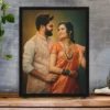 Personalized digital oil painting portrait frame for couple created from photo, wedding anniversary wall art gift India - personalized just for you
