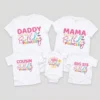 Personalized first birthday family matching t shirts set with birthday princess baby bodysuit and mommy daddy birthday shirts for girl birthday party