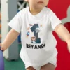 personalized first birthday kids t shirt with name and number 1 space theme baby birthday outfit