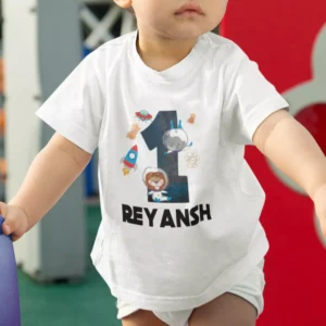 personalized first birthday kids t shirt with name and number 1 space theme baby birthday outfit
