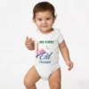 Personalized first Eid baby romper with custom name print for baby boys and girls in soft cotton