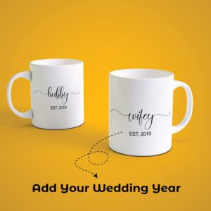 Alternative view of Personalized Hubby Wifey Couple Coffee Mug Set with Year | Custom Matching Mugs for Husband Wife Anniversary