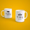 Personalized Hubby Wifey couple mug set with custom year crown design wedding anniversary gift for husband and wife ceramic coffee mugs