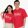 Personalized Hubby Wifey 2024 matching couple T-shirts for husband and wife oversized cotton newly married couple outfit India