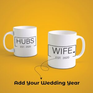 Alternative view of Personalized Husband Wife Couple Coffee Mug Set with Wedding Year | Custom Anniversary Gift for Couples
