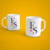 personalized couple coffee mug set with initials heart design custom husband wife anniversary gift mugs