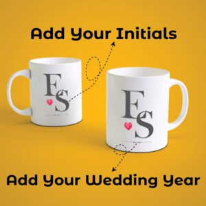 Alternative view of Personalized Couple Coffee Mug Set with Initials & Heart | Custom Name Matching Mugs for Husband Wife