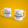 Personalized just married couple coffee mug set with names and wedding date custom wedding gift for bride and groom
