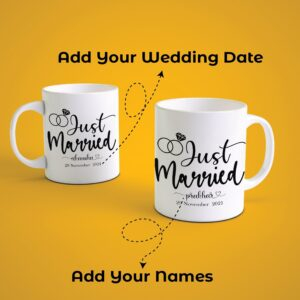 Alternative view of Personalized Couple Coffee Mug Set with Name & Wedding Date | “Just Married” Gift for Husband Wife