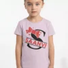 Lavender cotton kids T shirt with custom name Saanvi and initial letter design