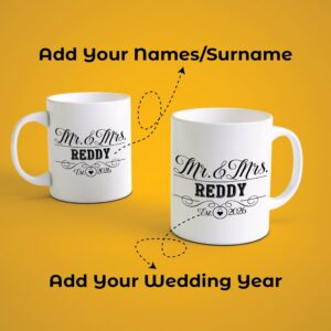Alternative view of Personalized Mr & Mrs Couple Coffee Mug Set with Name & Year | Custom Wedding Gift for Newlyweds