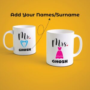 Alternative view of Personalized Mr & Mrs Couple Coffee Mug Set with Name | Custom Wedding Gift for Newlyweds