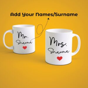 Alternative view of Personalized Mr & Mrs Couple Coffee Mug Set with Name | Custom Wedding Gift for Newlyweds