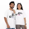 Personalized Mr and Mrs oversized couple T-shirts with custom names for wedding or anniversary gift for couples in India