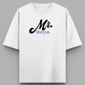 Alternative view of Personalized Mr & Mrs Couple Oversized T-Shirts with Name | Custom Matching Tees for Husband Wife Wedding