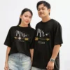 personalized mr and mrs oversized couple t shirts with custom year anniversary matching black couple tshirt set