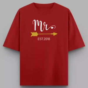 Alternative view of Personalized Mr & Mrs Couple Oversized T-Shirts with Year | Custom Matching Tees for Husband Wife Anniversary