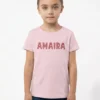 Light pink 100 percent cotton kids T shirt with personalized name print on front