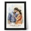 Personalized watercolor couple photo frame with custom names romantic anniversary gift for husband and wife in India