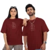 Personalized oversized couple t shirts with custom names and minimalist line art couple design matching outfit for couples