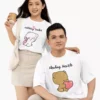 Personalized oversized couple t shirts with cute bear design matching romantic t shirts for boyfriend and girlfriend