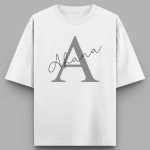 Alternative view of Personalized Oversized Couple T-Shirts with Initial Letter | Custom Name Matching Tees for Boyfriend Girlfriend